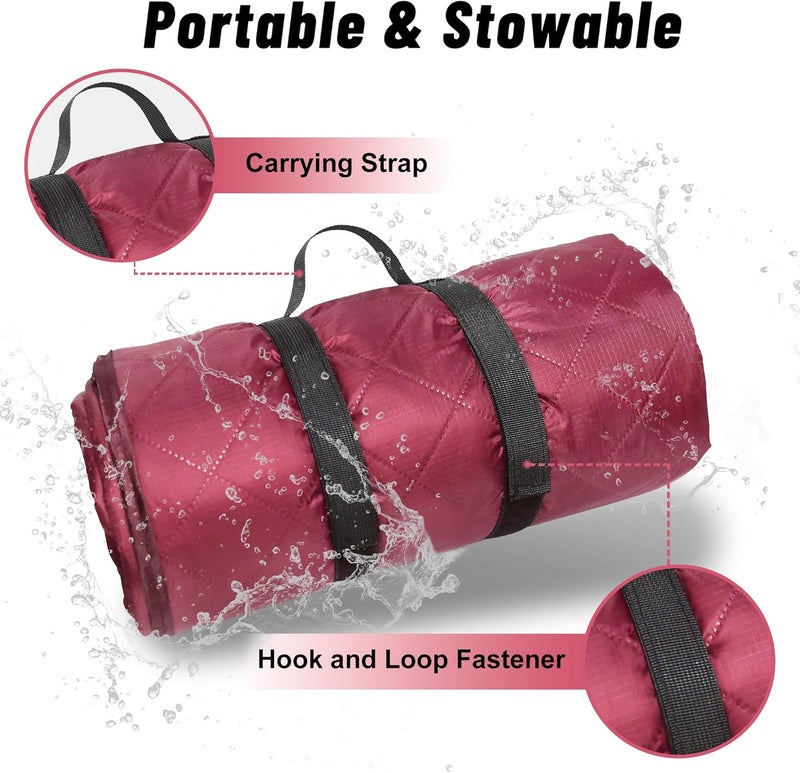 sowwon Waterproof Outdoor Blanket Packable, Stadium Blankets for Camping with Sherpa Fleece Lining, Large Windproof Emergency Throw for Garss Picnic Hiking Road Trip, Machine Washable, 82"X 55"/ 92''X 60'' - Image 4